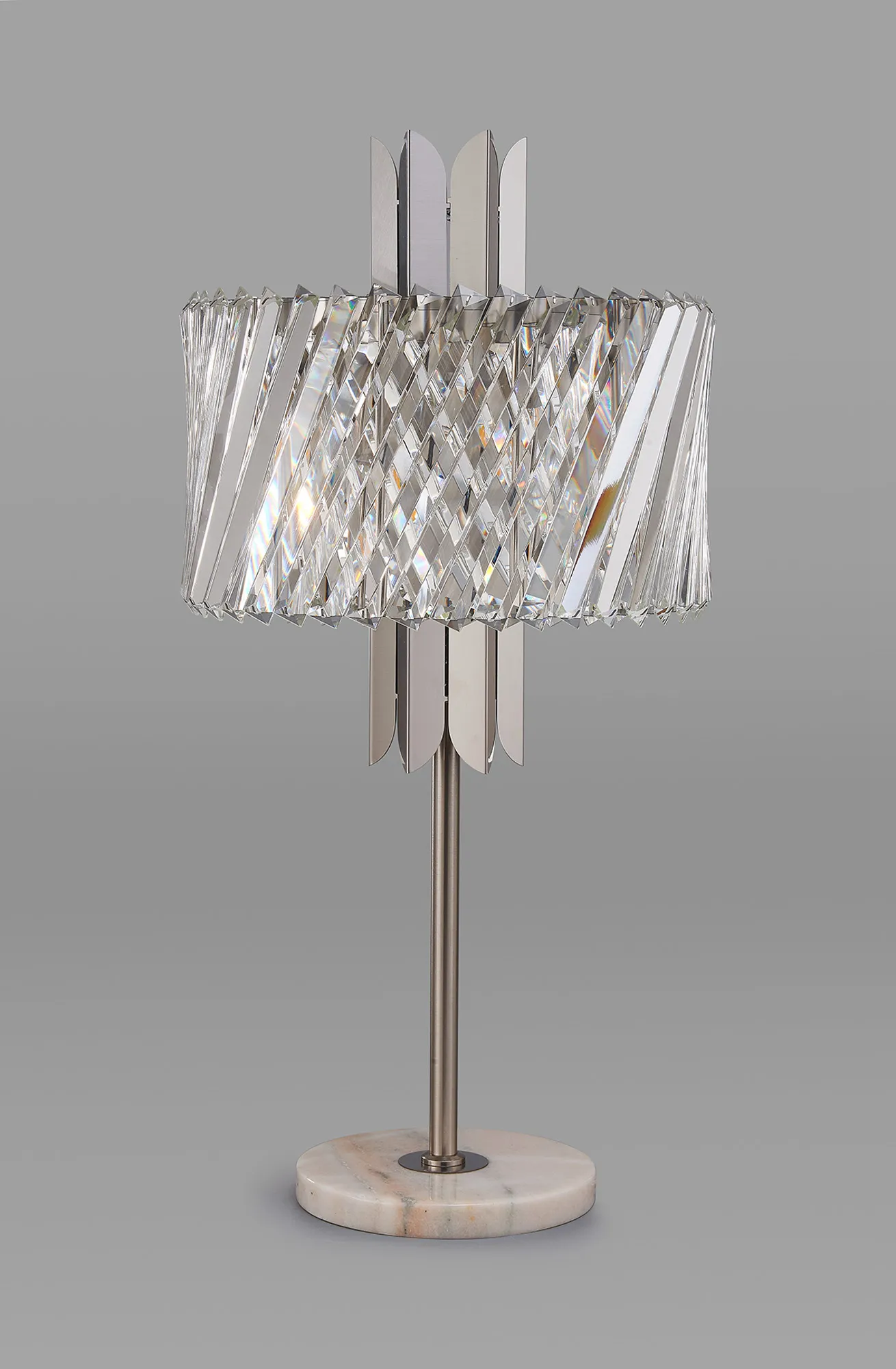 Lola Satin Nickel Crystal Table Lamps Diyas Designer Table Lamps
